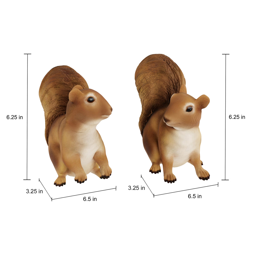 2 Squirrel Statues Resin Animal Figurines for Garden Flower Bed Outdoor Lawn Image 3