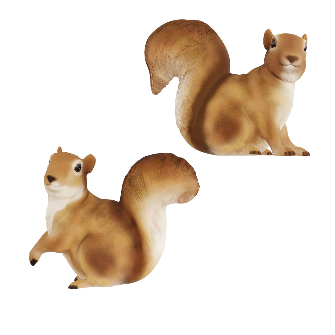 2 Squirrel Statues Resin Animal Figurines for Garden Flower Bed Outdoor Lawn Image 4