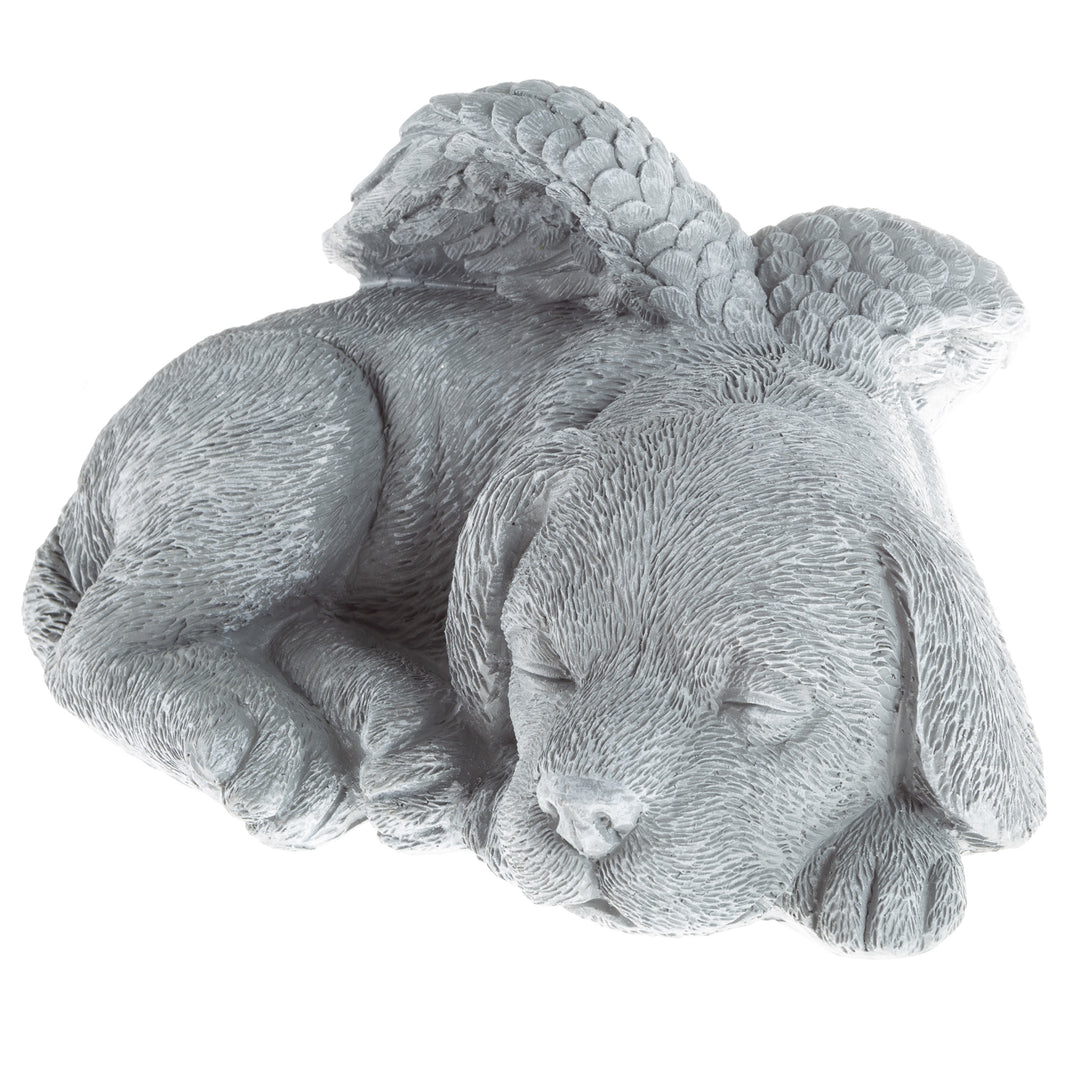 Pet Dog Memorial Sleeping Puppy Statue Angel Wings Grave Marker Keepsake Image 3