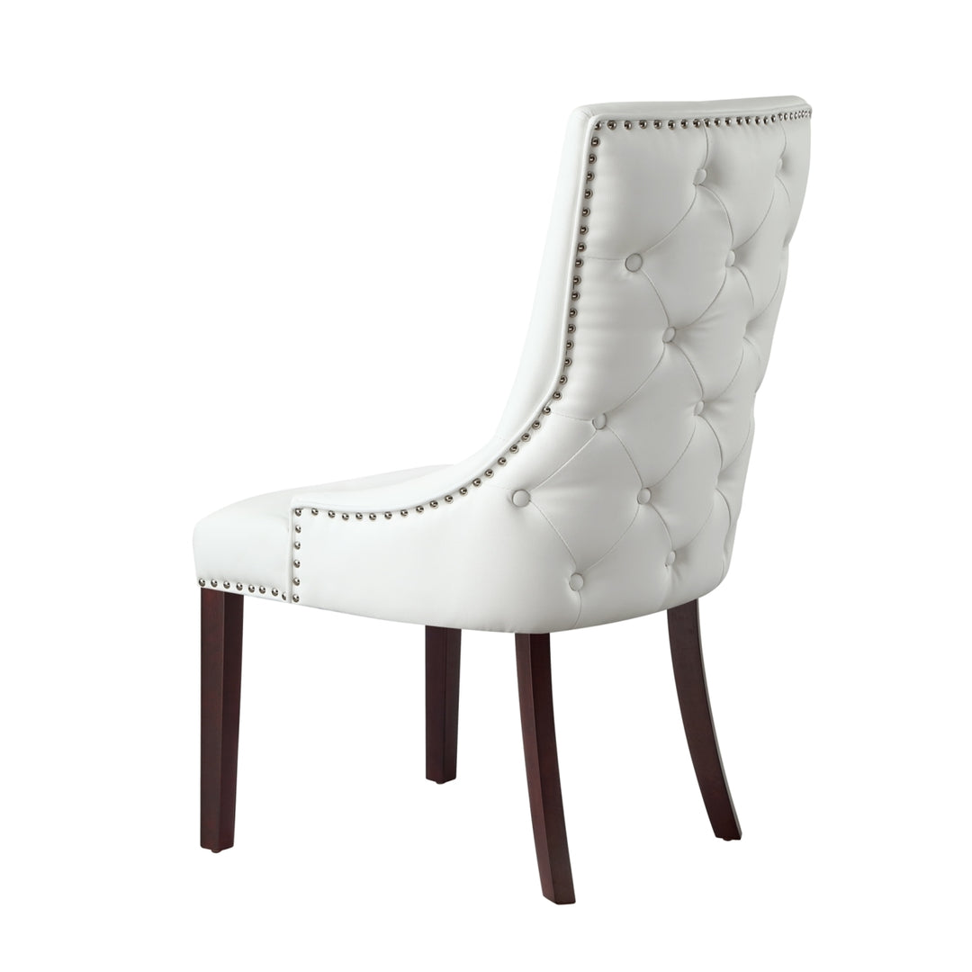 Ruben Leather PU or Velvet or Linen Dining Chair-Set of 2-Tufted-Nailhead Trim by Inspired Home Image 9