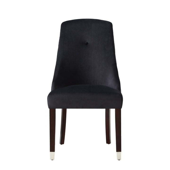 Inspired Home Velvet PU Dining Chair Set of 2 Nailhead Trim Metal Legs Navy Black Image 7