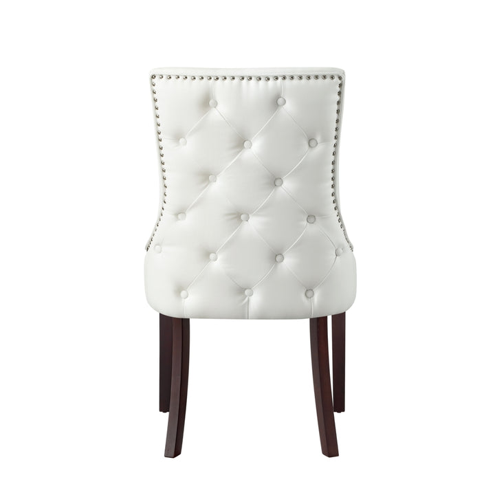 Ruben Leather PU or Velvet or Linen Dining Chair-Set of 2-Tufted-Nailhead Trim by Inspired Home Image 10