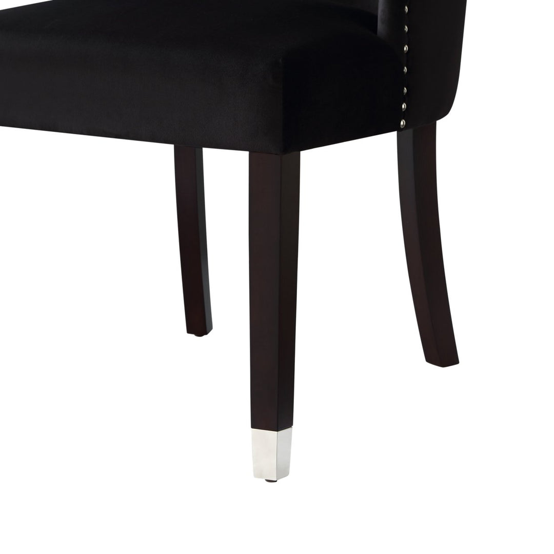 Inspired Home Velvet PU Dining Chair Set of 2 Nailhead Trim Metal Legs Navy Black Image 10