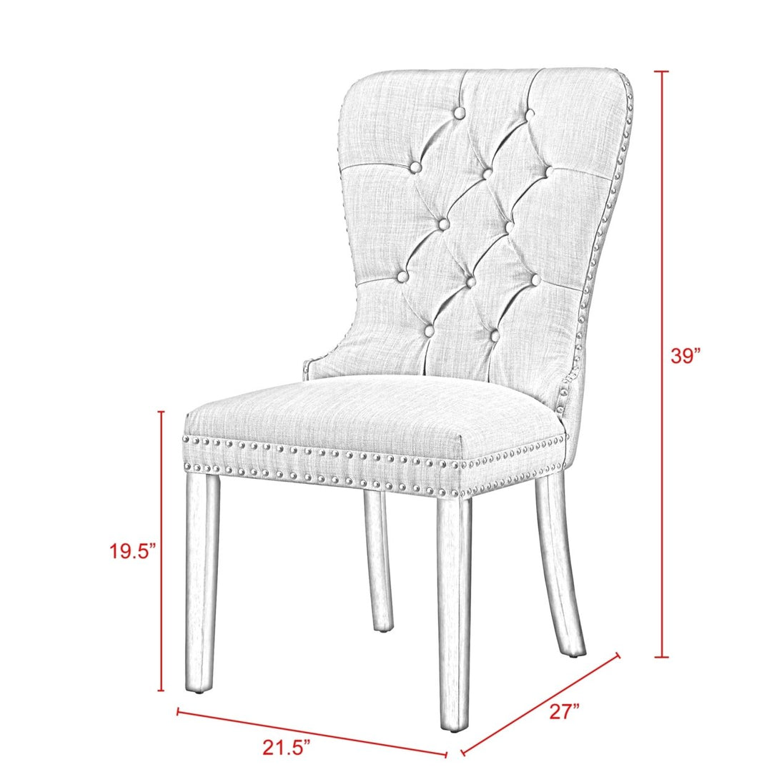 Inspired Home Velvet Linen Dining Chair Set of 2 Tufted Nailhead Trim Gray Image 10