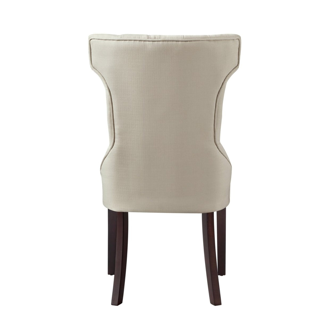 Morgan Velvet Linen Dining Chair Set of 2 Wingback Button Tufted Espresso Image 8