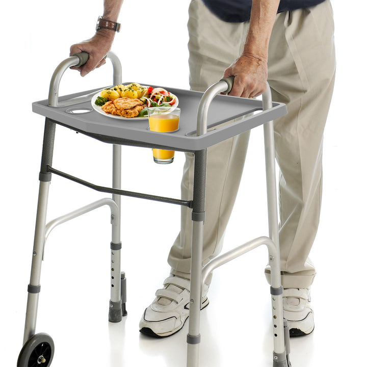 Walker Tray with Cup Holders Universal Fit for Standard Folding Walkers Image 1