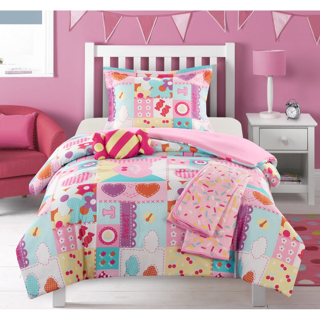 5 or 4 Piece Comforter Set Youth Design Bedding - Throw Blanket Decorative Pillow Shams Included Image 5