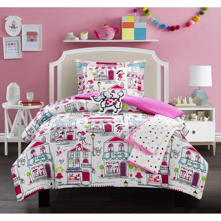 5 or 4 Piece Comforter Set Youth Design Bedding - Throw Blanket Decorative Pillow Shams Included Image 1