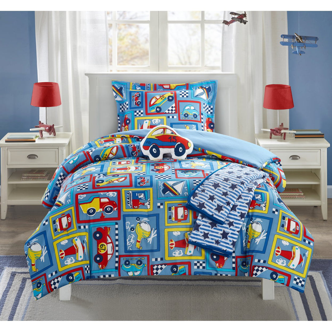 5 or 4 Piece Comforter Set Youth Design Bedding - Throw Blanket Decorative Pillow Shams Included Image 9