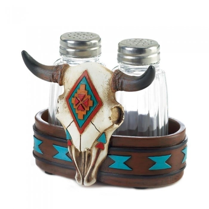 BISON SKULL SALT and PEPPER SHAKERS Image 1