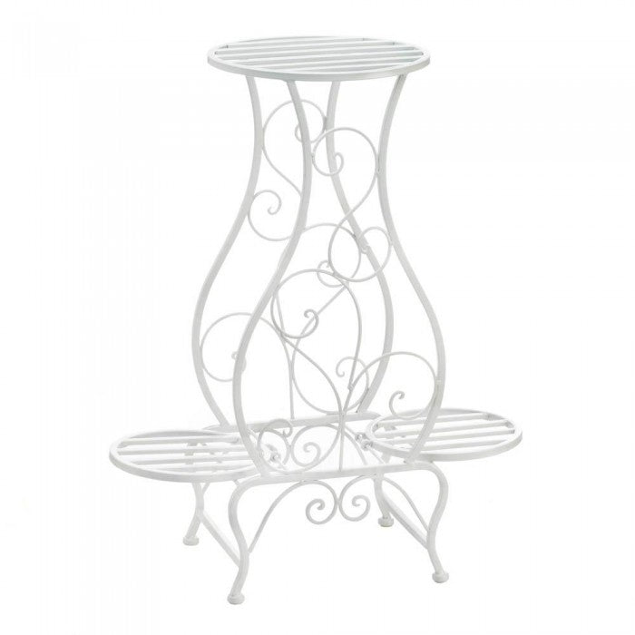 WHITE HOURGLASS TRIPLE PLANT STAND Image 1