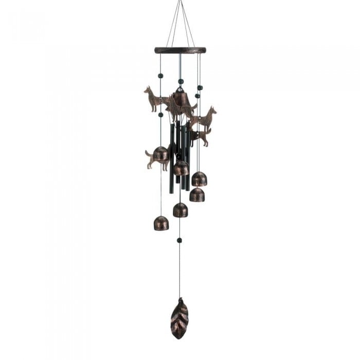 26" BRONZE DOGS WIND CHIMES Image 1