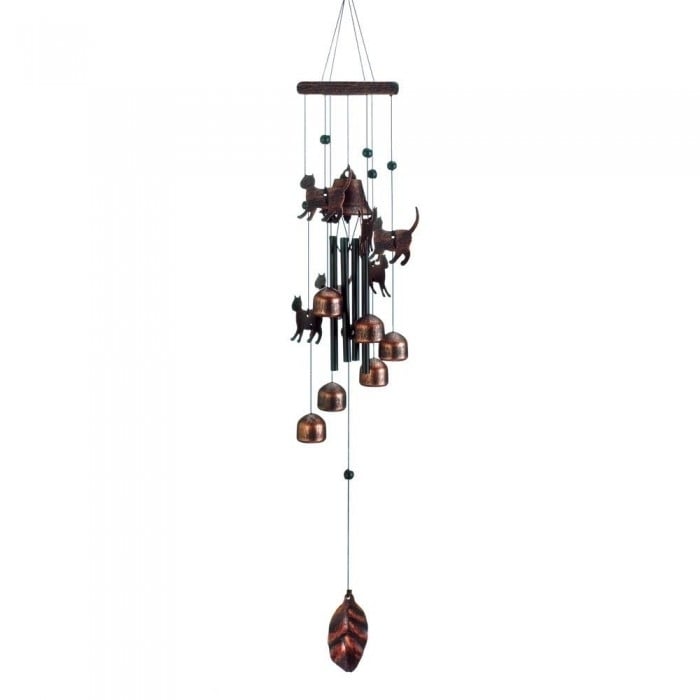 26" BRONZE CATS WIND CHIMES Image 1