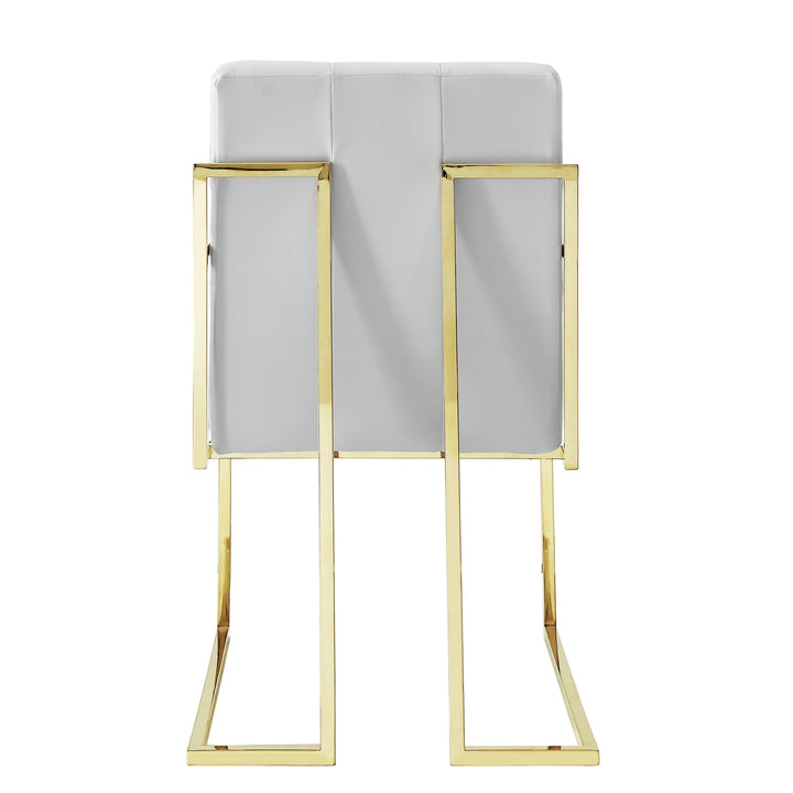 Cecille PU Leather or Velvet Dining Chair-Set of 2-Chrome-Gold Frame-Square Arm-Button Tufted-Modern and Functional by Image 10