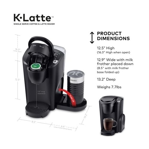 Keurig K-Latte Single Serve K-Cup Coffee and Latte Maker, Comes with Milk Frother, Compatible With all Keurig K-Cup Image 1