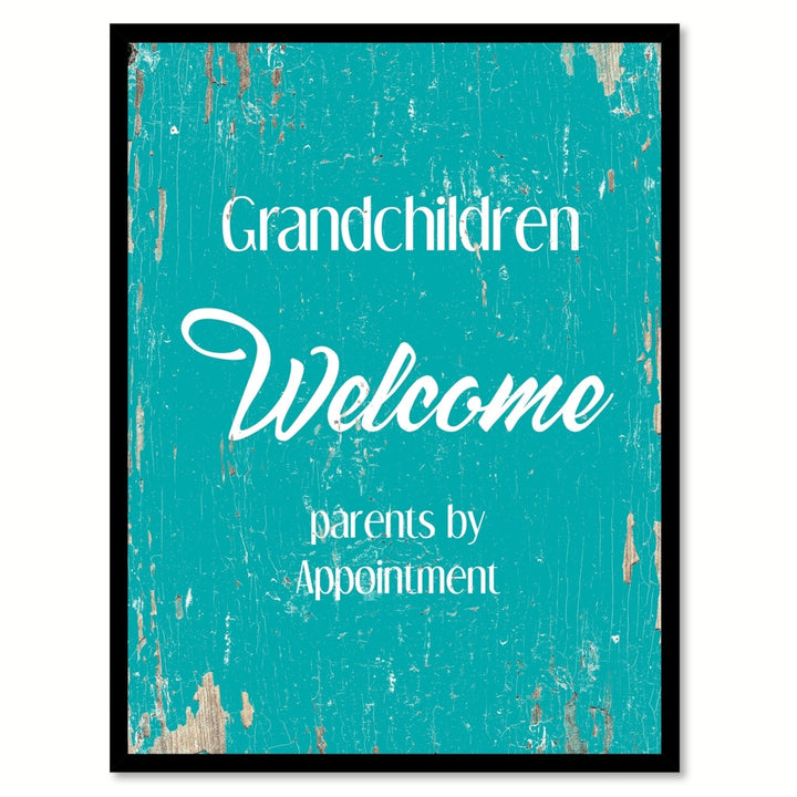 Grandchildren Welcome Saying Canvas Print with Picture Frame  Wall Art Gifts Image 1