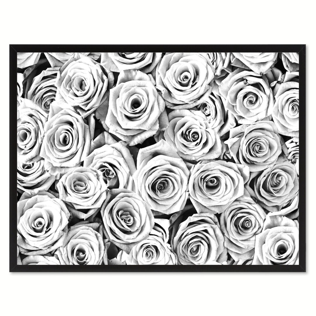 White Roses Flower Framed Canvas Print  Wall Art Image 1