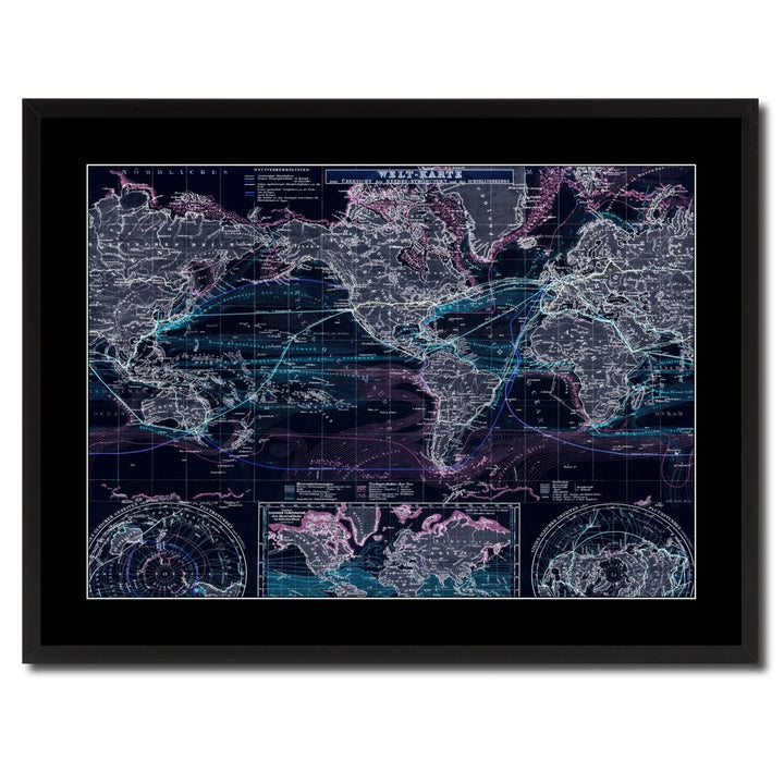 World Ocean Currents Vintage Vivid Color Map Canvas Print with Picture Frame  Wall Art Office Decoration Gift Ideas Image 3