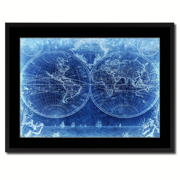 Vintage World Old Vivid Color Map Canvas Print with Picture Frame  Wall Art Office Decoration Gift Ideas Image 3