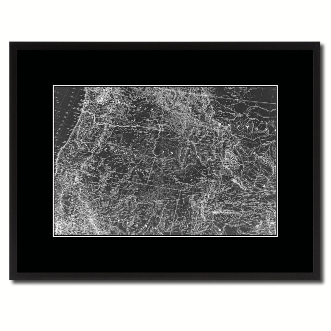 US Pacific Northwest Vintage Monochrome Map Canvas Print with Gifts Picture Frame  Wall Art Image 1