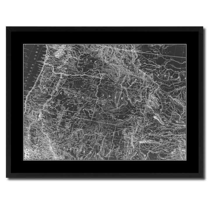US Pacific Northwest Vintage Monochrome Map Canvas Print with Gifts Picture Frame  Wall Art Image 3
