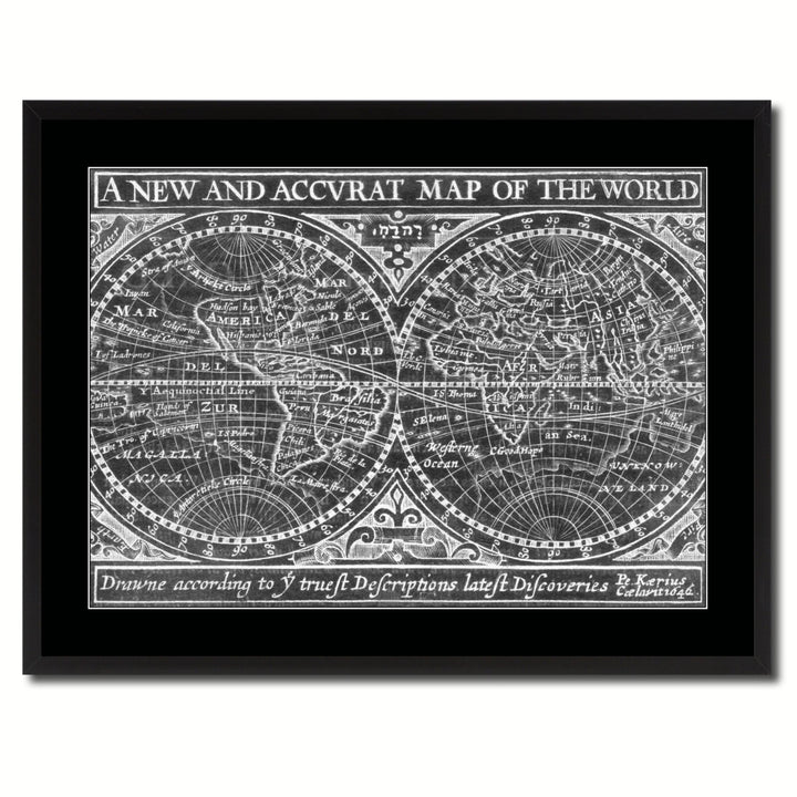The World Vintage Monochrome Map Canvas Print with Gifts Picture Frame  Wall Art Image 3