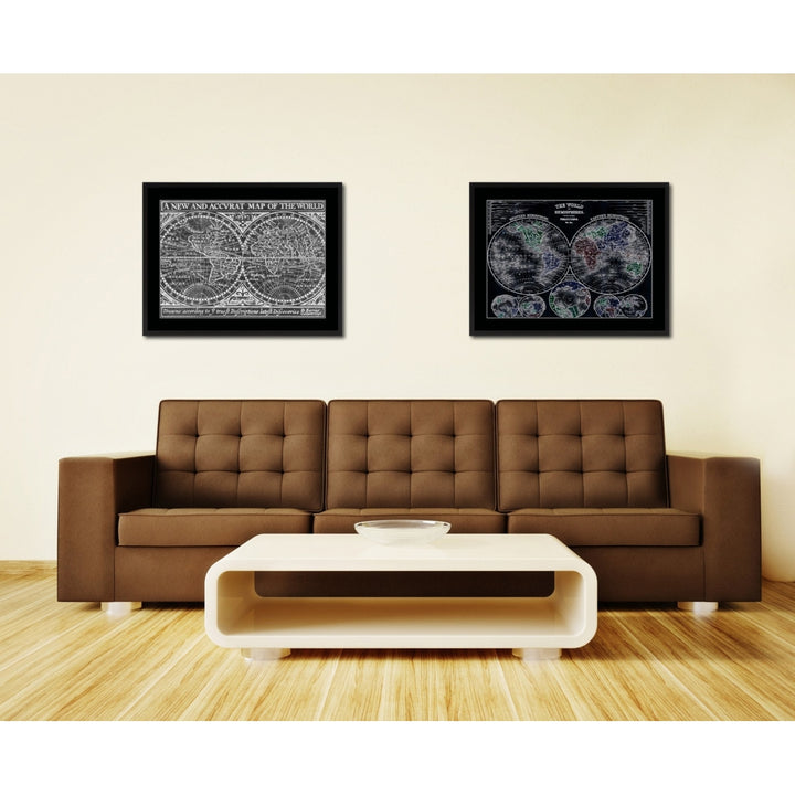 The World Vintage Monochrome Map Canvas Print with Gifts Picture Frame  Wall Art Image 4