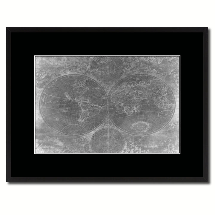 The World Circa Vintage Monochrome Map Canvas Print with Gifts Picture Frame  Wall Art Image 1