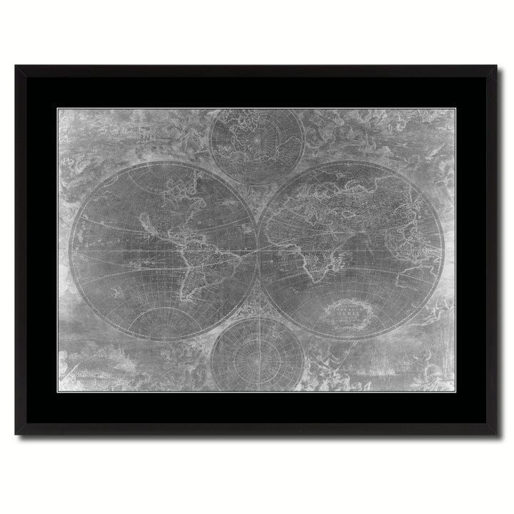 The World Circa Vintage Monochrome Map Canvas Print with Gifts Picture Frame  Wall Art Image 3