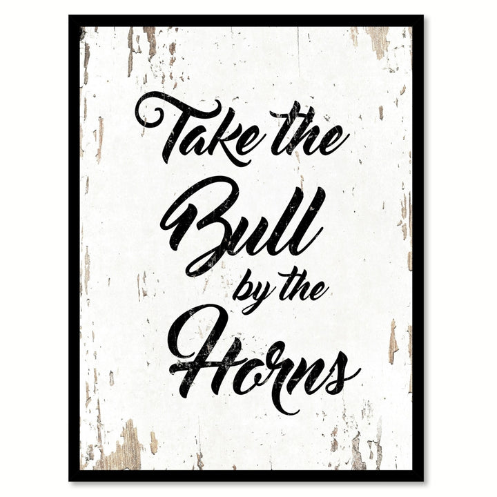 Take The Bull By The Horns Saying Canvas Print with Picture Frame  Wall Art Gifts Image 3