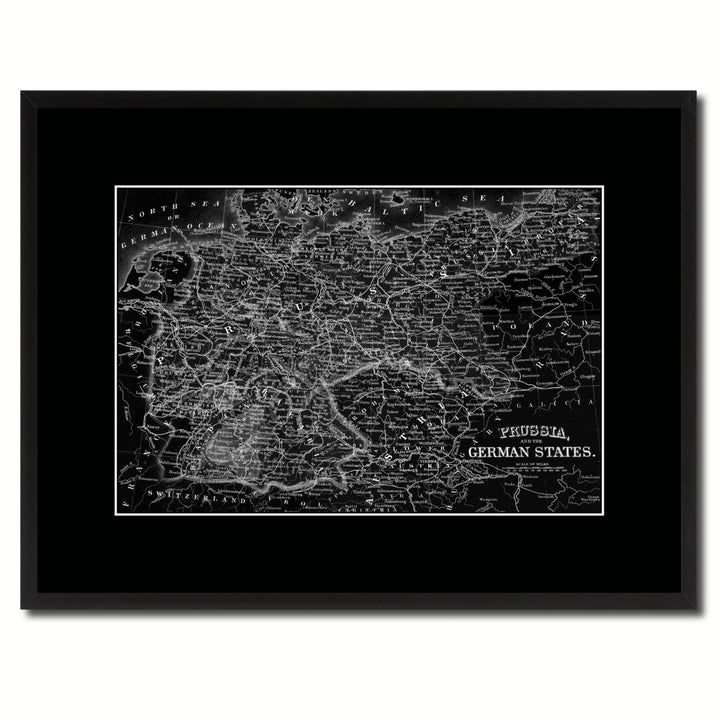 Prussia Germany Vintage Monochrome Map Canvas Print with Gifts Picture Frame  Wall Art Image 1
