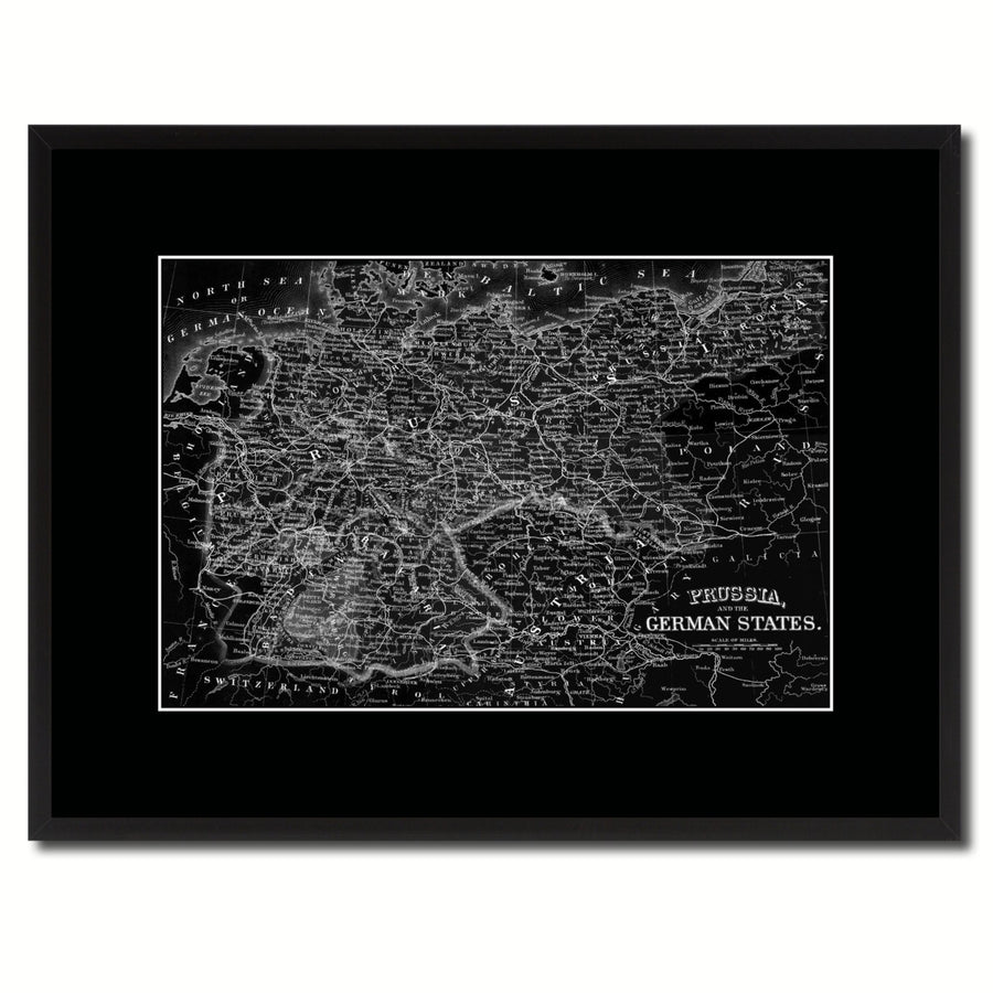 Prussia Germany Vintage Monochrome Map Canvas Print with Gifts Picture Frame  Wall Art Image 1