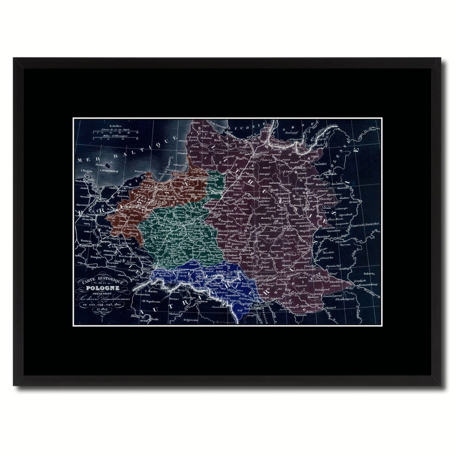 Poland Prussia Germany Vintage Vivid Color Map Canvas Print with Picture Frame  Wall Art Office Decoration Gift Ideas Image 1