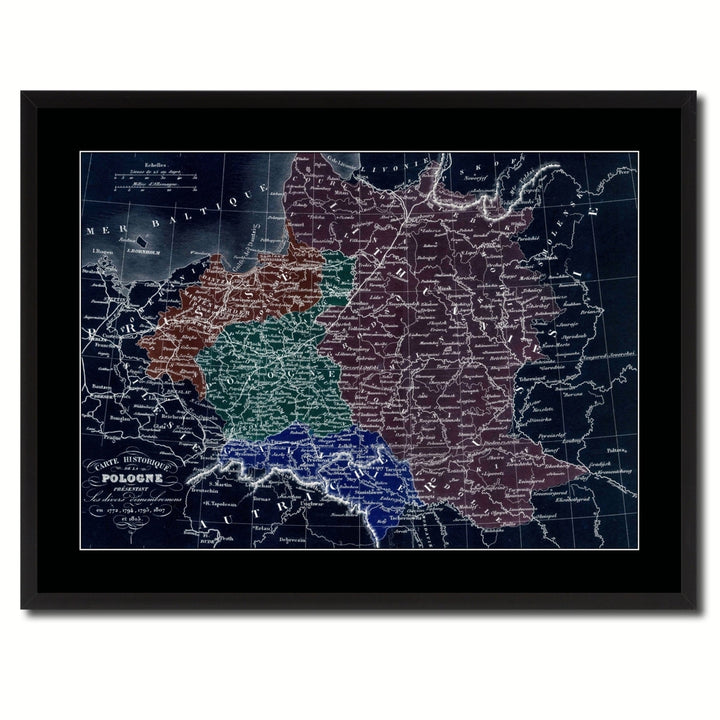 Poland Prussia Germany Vintage Vivid Color Map Canvas Print with Picture Frame  Wall Art Office Decoration Gift Ideas Image 3