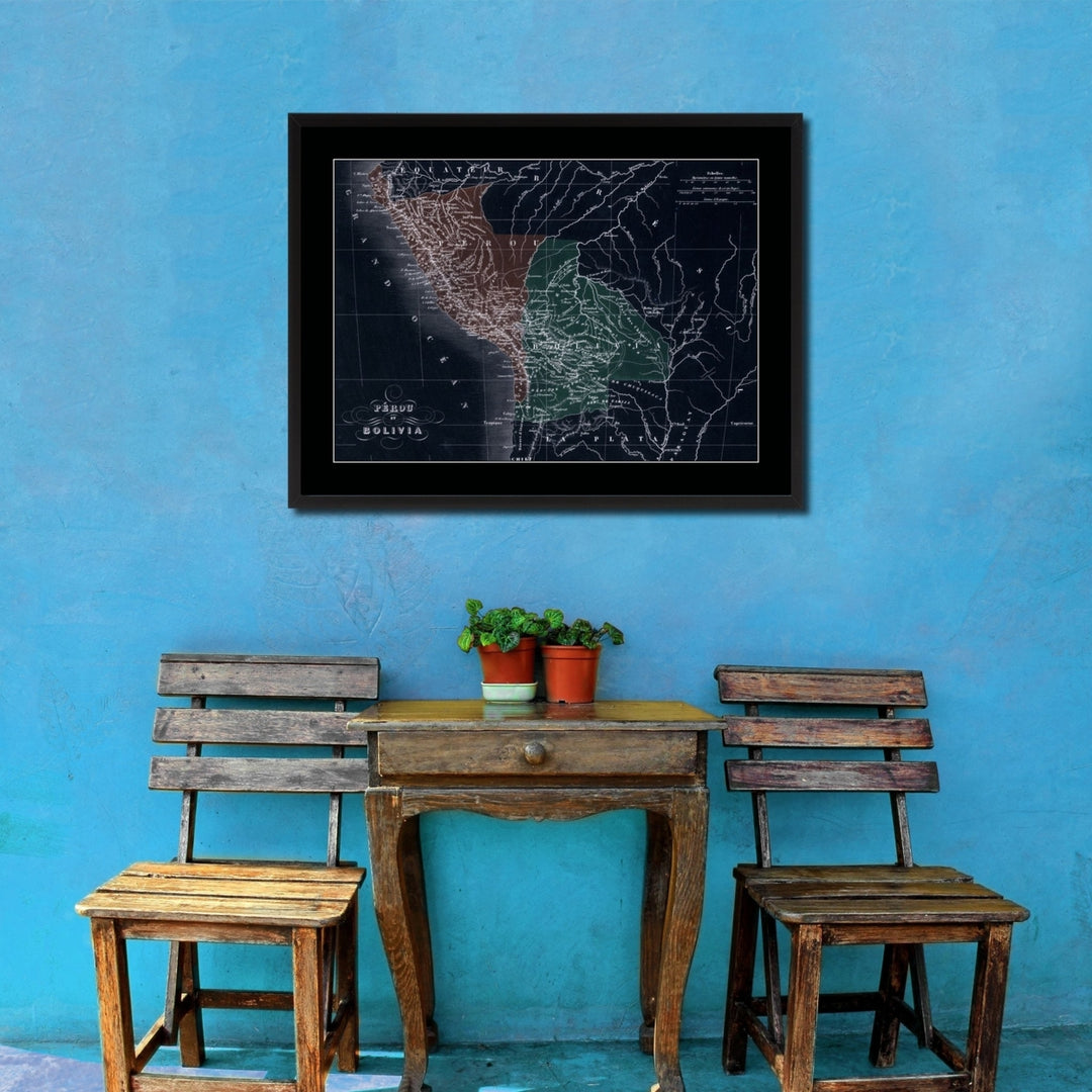 Peru Bolivia Vintage Vivid Color Map Canvas Print with Picture Frame  Wall Art Office Decoration Gift Ideas Image 2