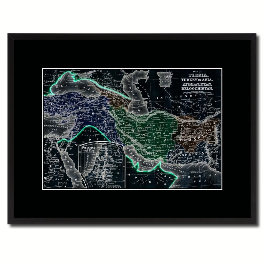 Persia Iraq Iran Afghanistan Vintage Vivid Color Map Canvas Print with Picture Frame  Wall Art Office Decoration Gift Image 1