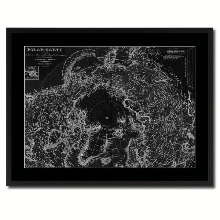 North Pole Stieler Vintage Monochrome Map Canvas Print with Gifts Picture Frame  Wall Art Image 3