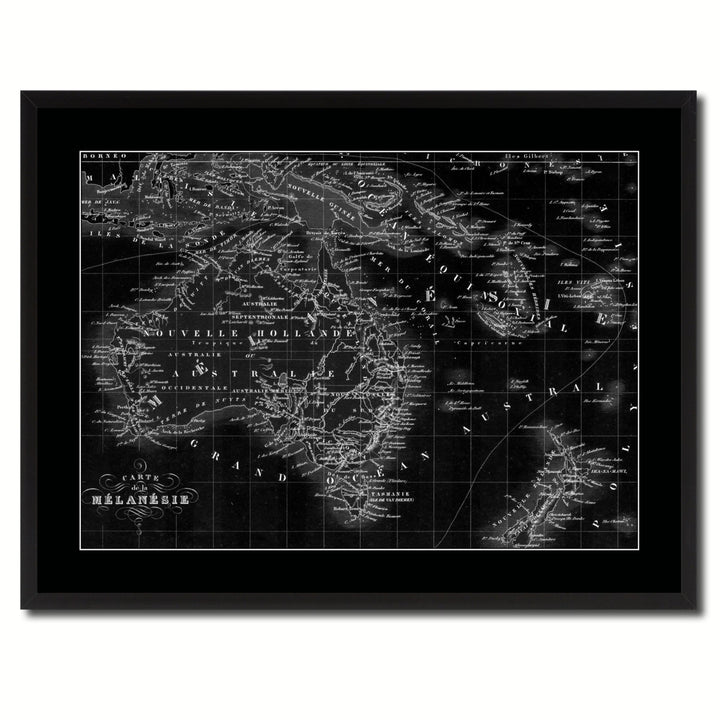 Zealand Oceania Australia Vintage Monochrome Map Canvas Print with Gifts Picture Frame  Wall Art Image 3