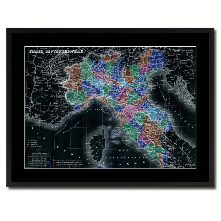 North Italy Vintage Vivid Color Map Canvas Print with Picture Frame  Wall Art Office Decoration Gift Ideas Image 3