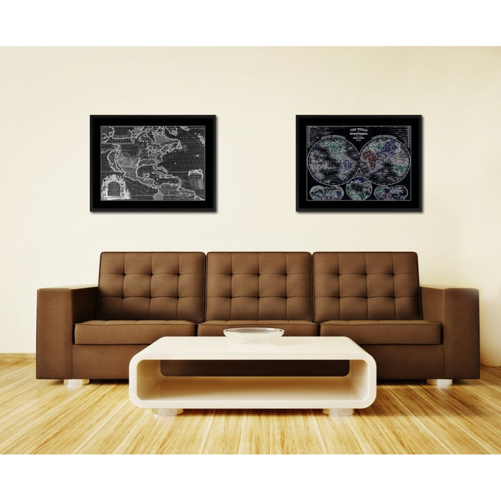 North America Vintage Monochrome Map Canvas Print with Gifts Picture Frame  Wall Art Image 4