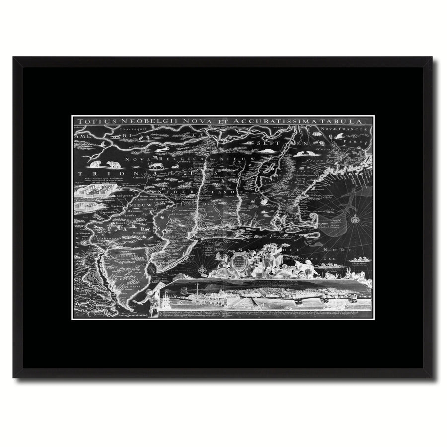 England Vintage Monochrome Map Canvas Print with Gifts Picture Frame  Wall Art Image 1