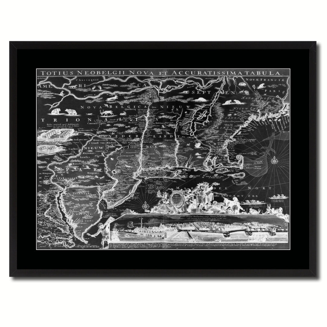 England Vintage Monochrome Map Canvas Print with Gifts Picture Frame  Wall Art Image 3