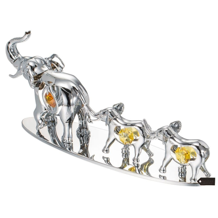 Silver Plated Crystal Studded Family of Elephants Ornaments by Matashi Image 5