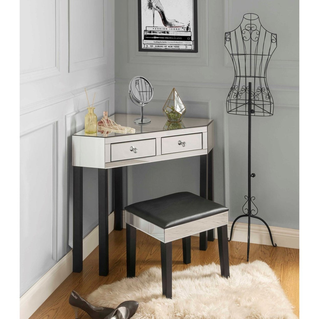 Milano Mirrored Vanity Set-2 Drawers-2 Piece Set-Corner Option-Inspired Home Image 1