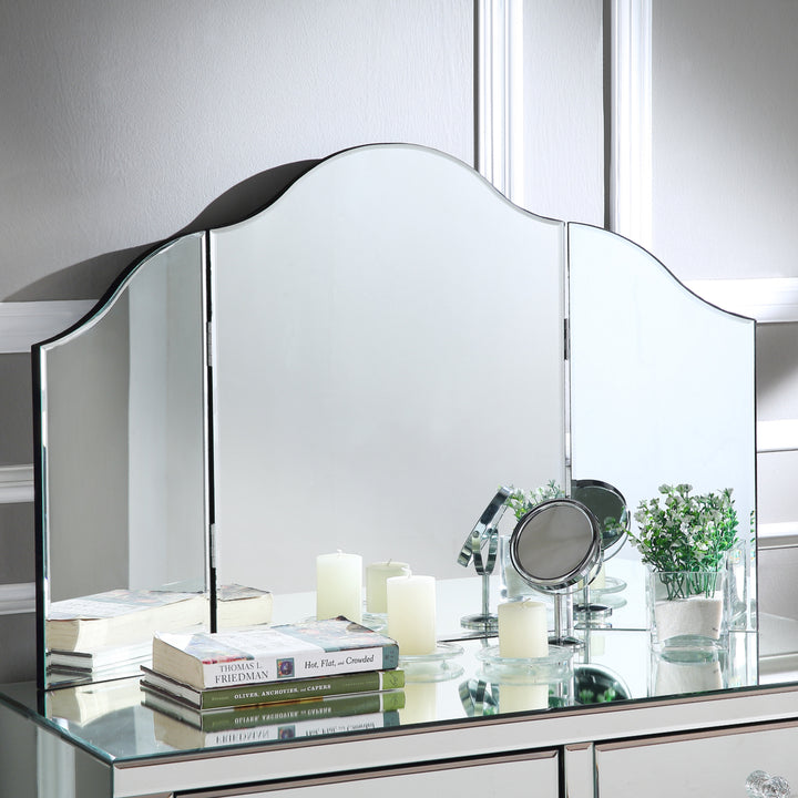 Milano Mirrored Vanity Set-2 Drawers-3 Piece Set-Corner Option-Inspired Home Image 7