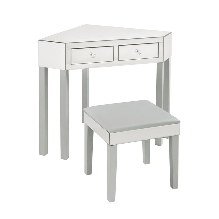 Milano Mirrored Vanity Set-2 Drawers-3 Piece Set-Corner Option-Inspired Home Image 9