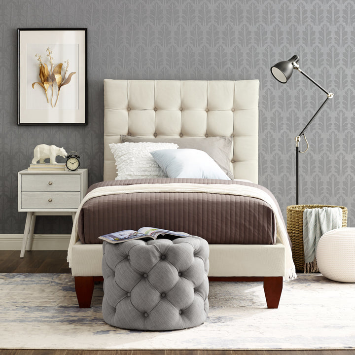 Fabrizio Linen Tufted Platform Bedframe-King- Queen- Full Twin-Upholstered-Modern and Contemporary-Inspired Home Image 1