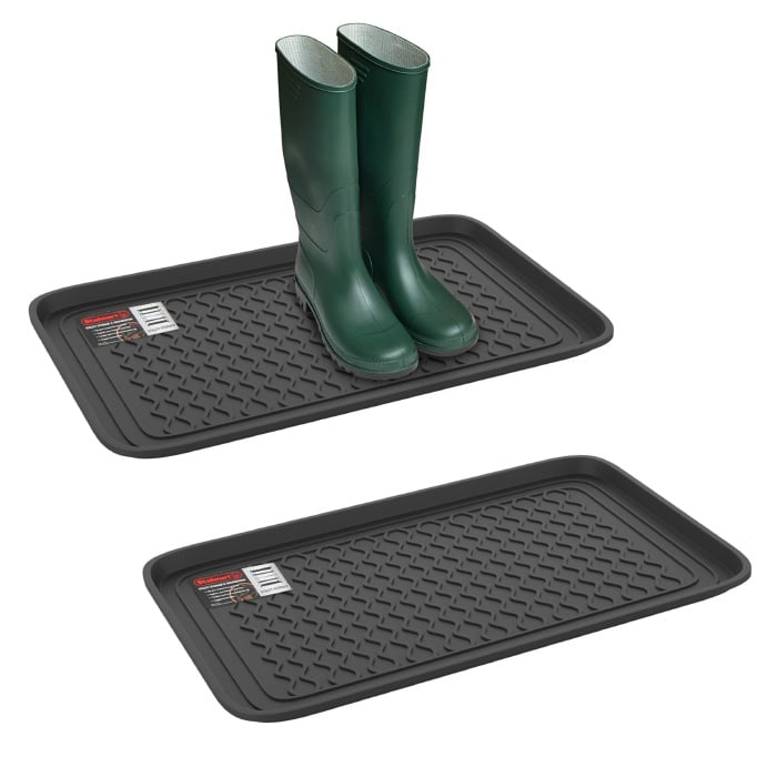 All Weather Boot Tray - Medium Water Resistant Plastic Utility Shoe Mat 25 x 15 Inches 2 Pack Image 1