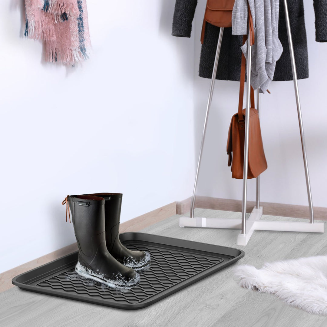 All Weather Boot Tray - Medium Water Resistant Plastic Utility Shoe Mat 25 x 15 Inches 2 Pack Image 5