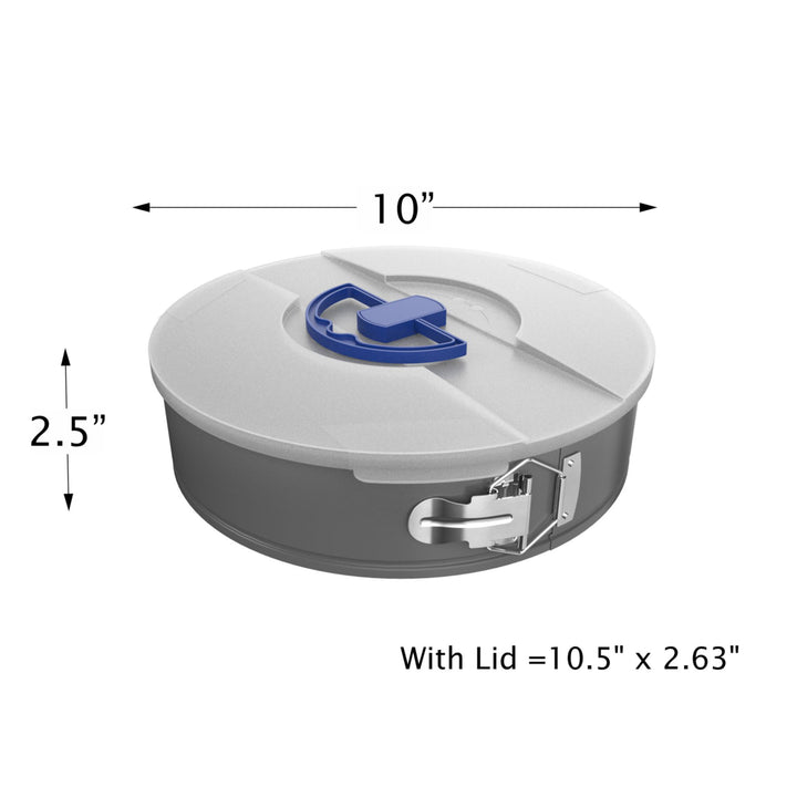 Springform Pan with Lid- 10 Nonstick Baking Cheesecake Pan with Travel Friendly Snap-on Lid-Anti Warping Carbon Steel Image 3